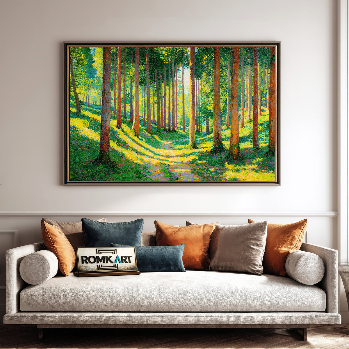 Forest Slender Trees Forest Landscape Oil Painting - image 4