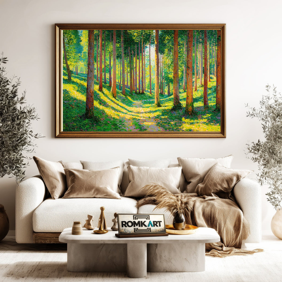 Forest Slender Trees Forest Landscape Oil Painting - image 5