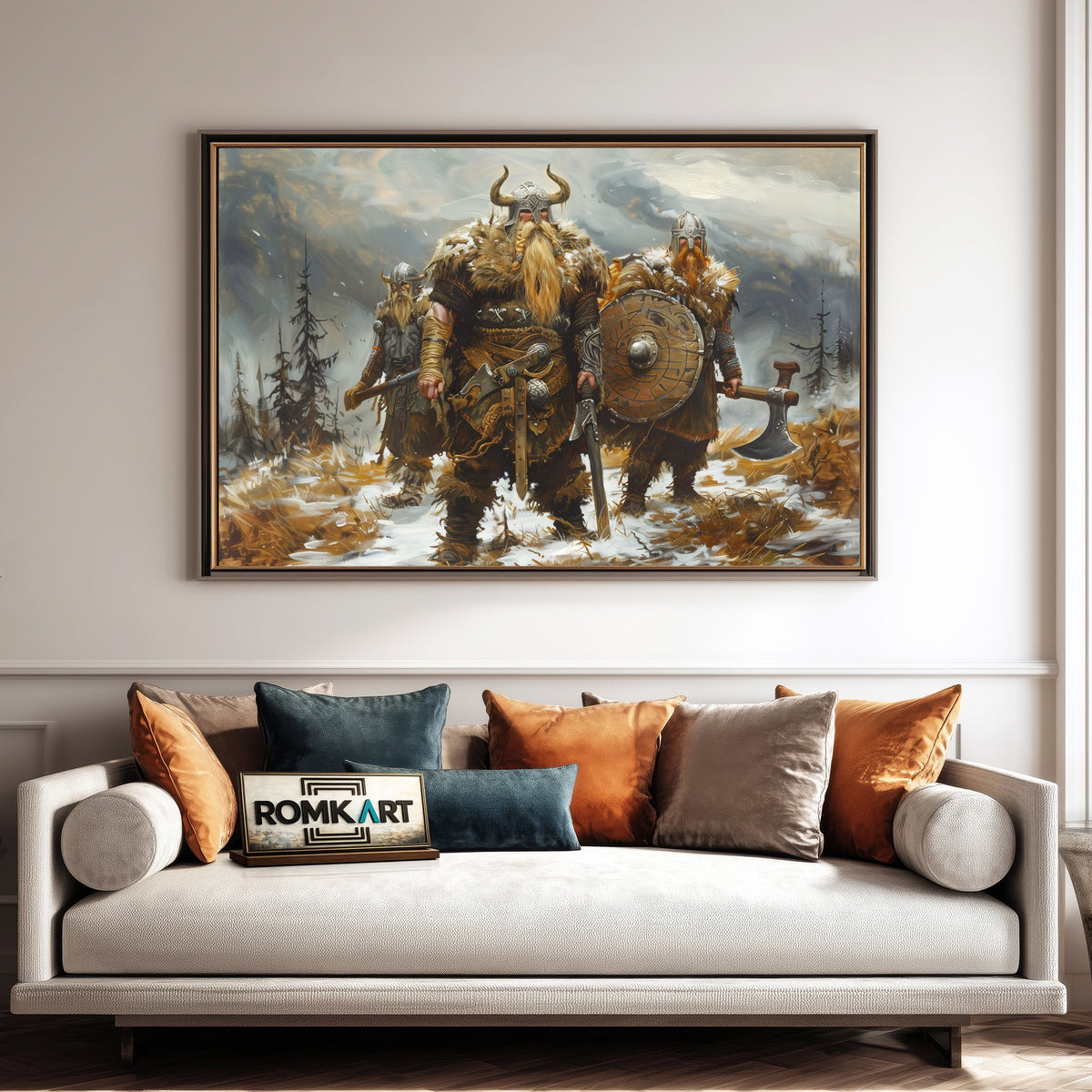 Formidable Viking Warriors Historical Oil Painting - image 4
