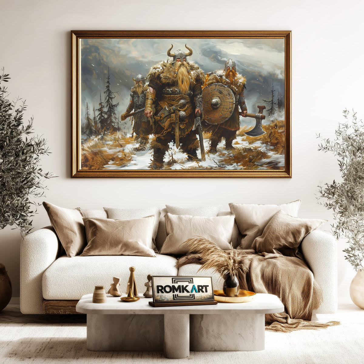 Formidable Viking Warriors Historical Oil Painting - image 5