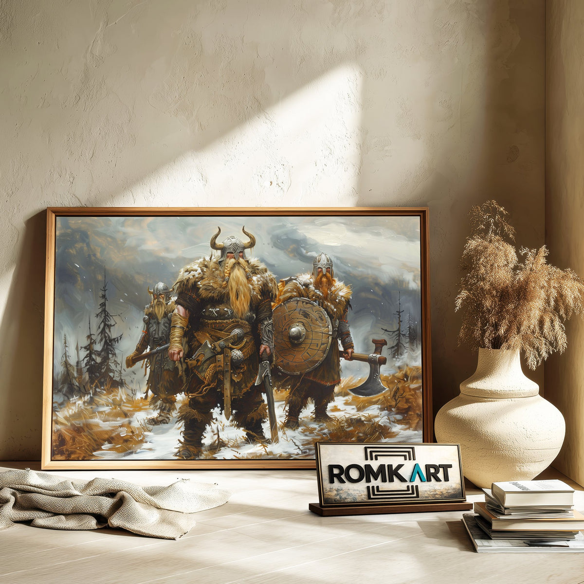 Formidable Viking Warriors Historical Oil Painting - image 6