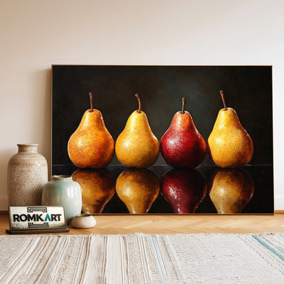 Four Pears Reflection Still Life Oil Painting - image 3