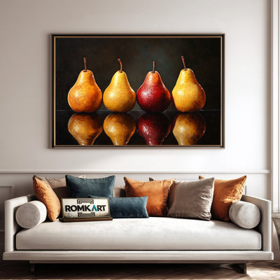 Four Pears Reflection Still Life Oil Painting - image 4