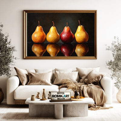 Four Pears Reflection Still Life Oil Painting - image 5