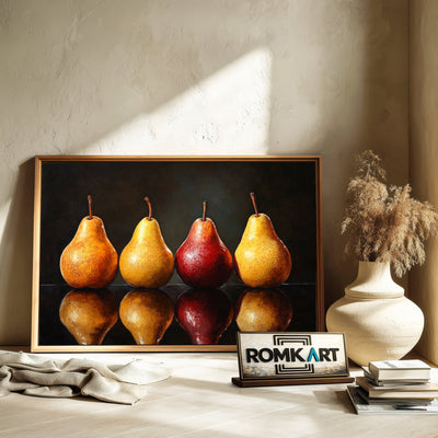 Four Pears Reflection Still Life Oil Painting - image 6