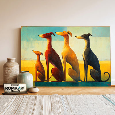 Four Slender Dogs Oil Painting - image 3