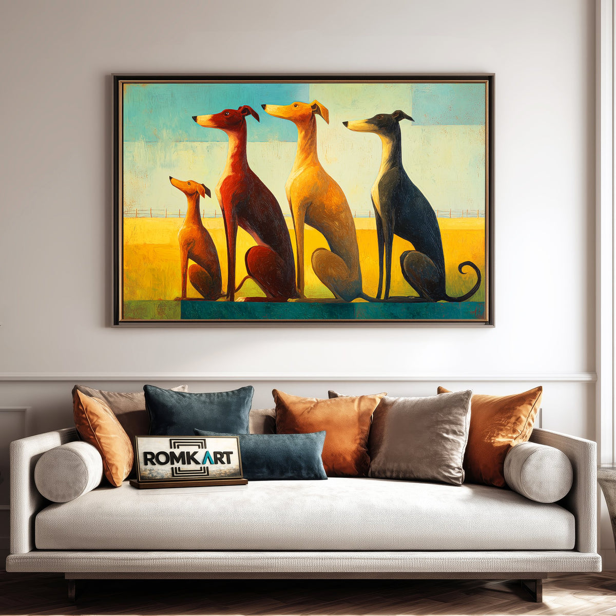 Four Slender Dogs Oil Painting - image 4