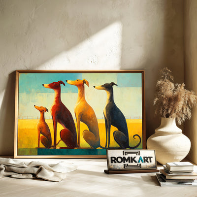 Four Slender Dogs Oil Painting - image 6