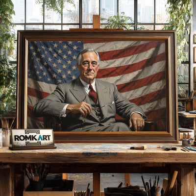 Franklin D. Roosevelt Presidential Portrait Oil Painting - image 2