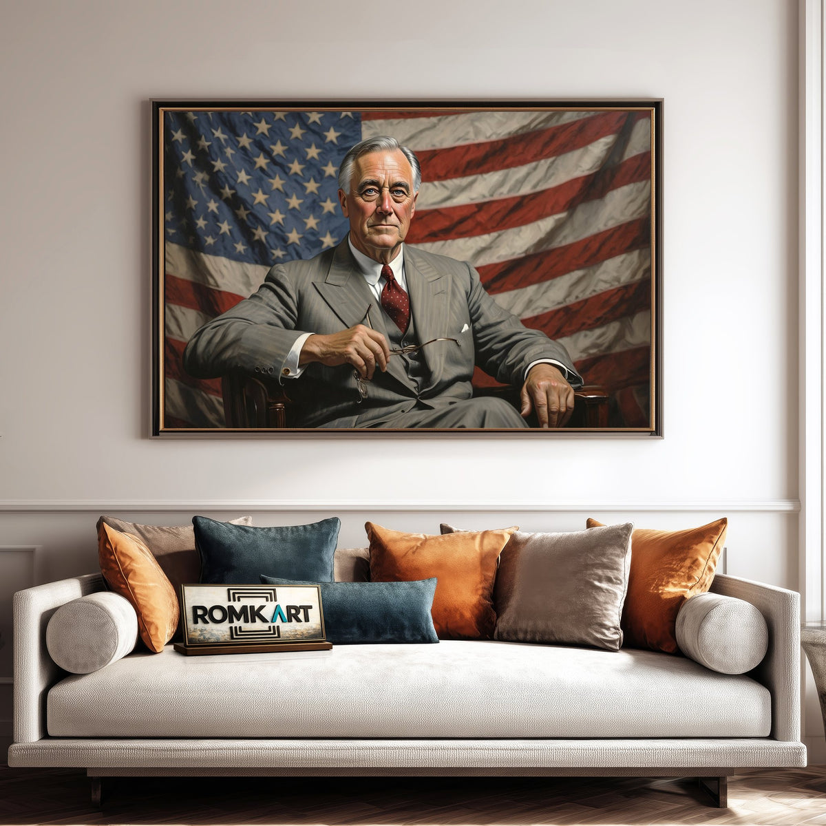 Franklin D. Roosevelt Presidential Portrait Oil Painting - image 4