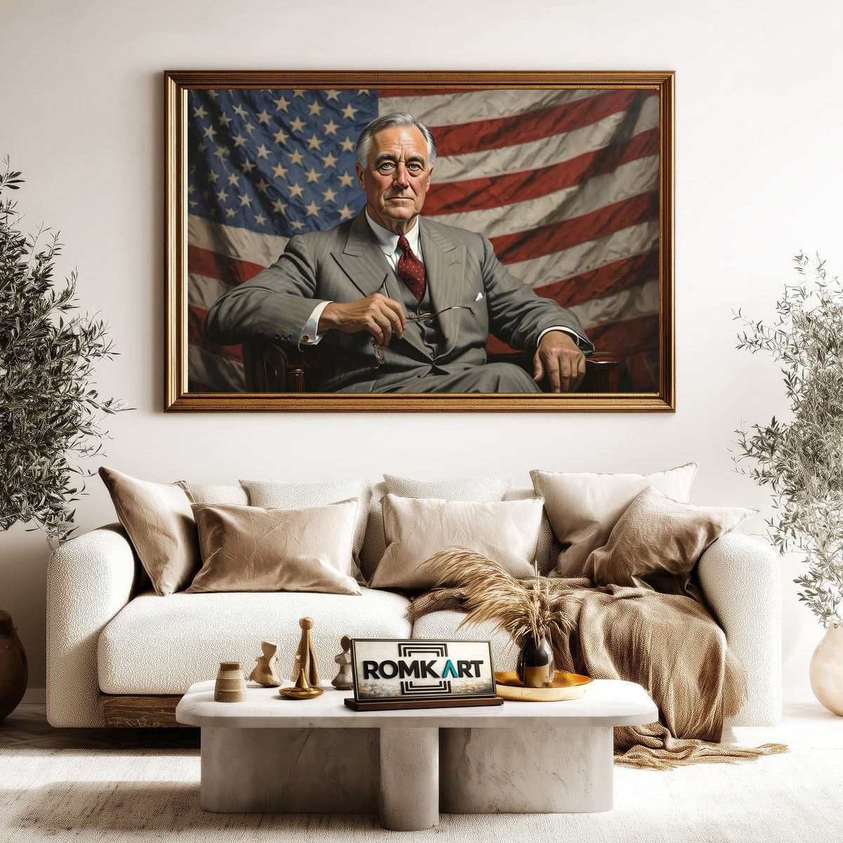 Franklin D. Roosevelt Presidential Portrait Oil Painting - image 5