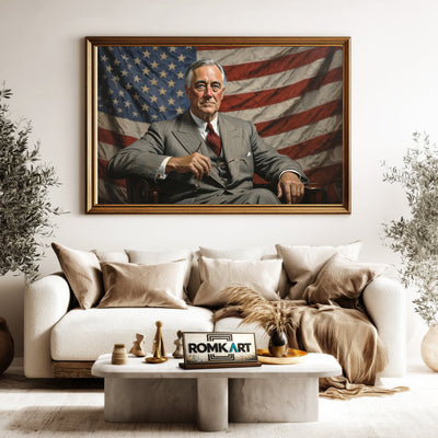 Franklin D. Roosevelt Presidential Portrait Oil Painting - image 5