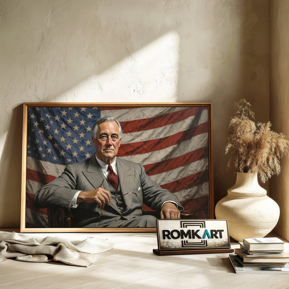Franklin D. Roosevelt Presidential Portrait Oil Painting - image 6