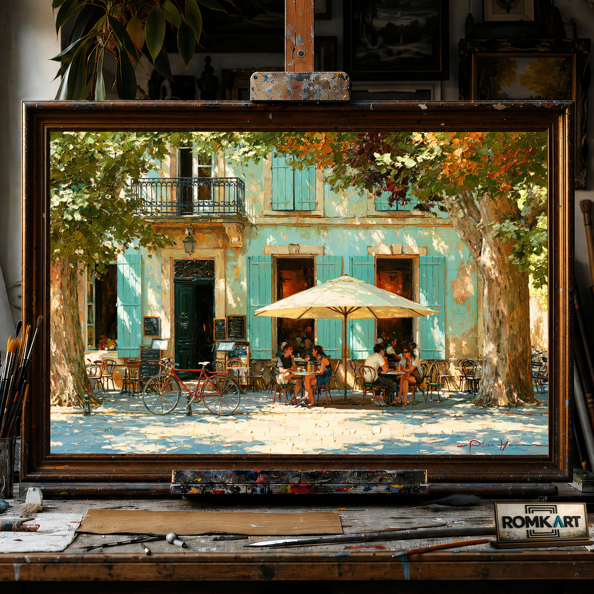 French Café FaCade hand-painted oil painting on canvas