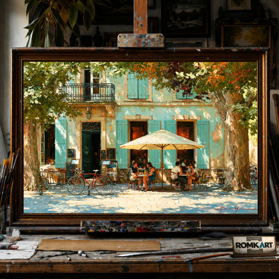 French Café FaCade hand-painted oil painting on canvas