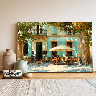 French Café FaCade Cafe Scene Oil Painting - image 3