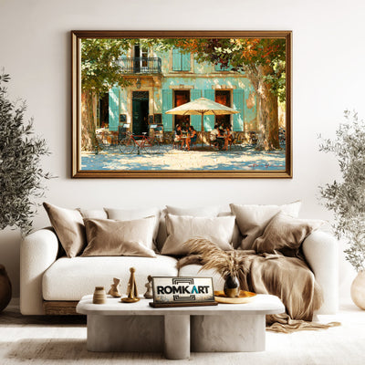 French Café FaCade Cafe Scene Oil Painting - image 5