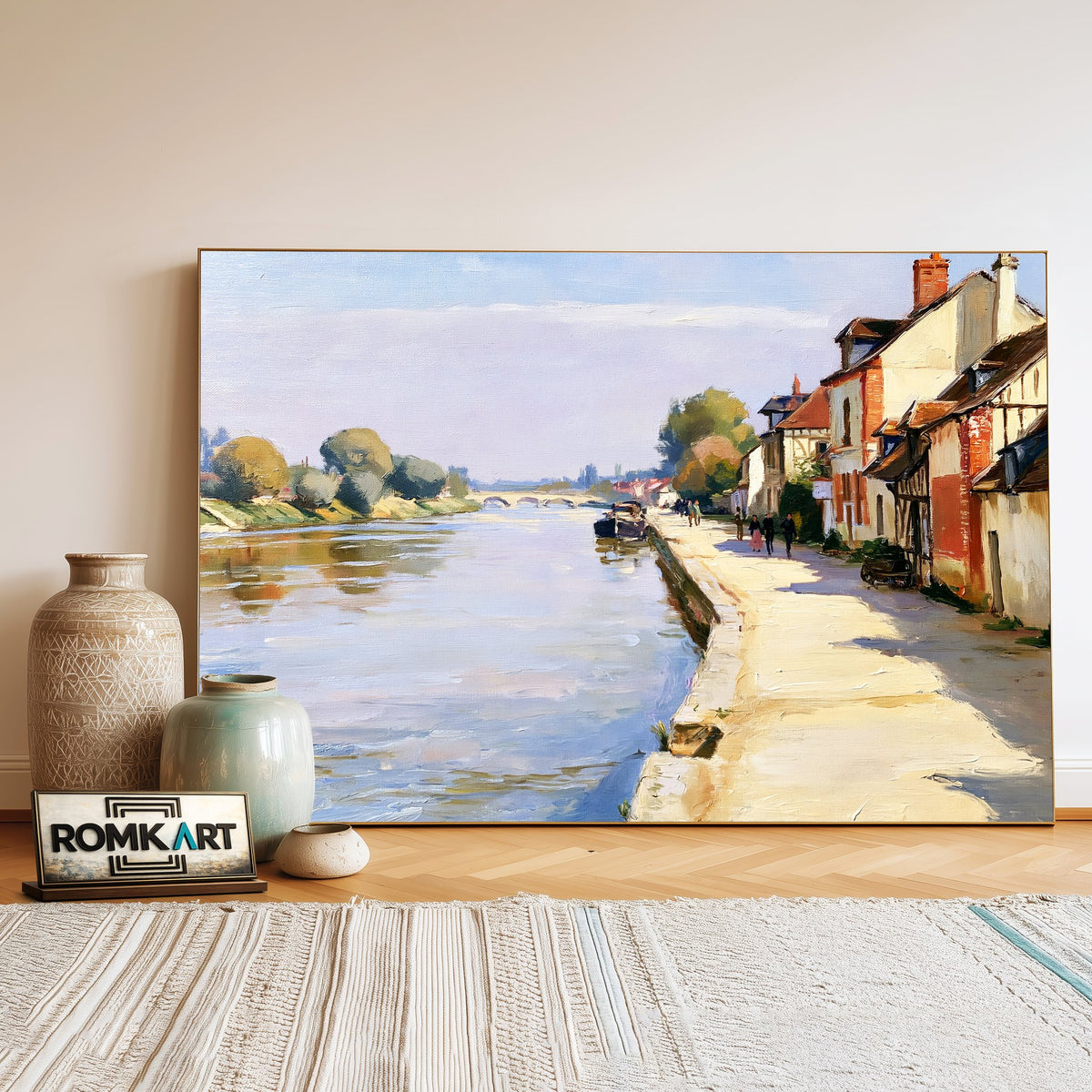 French Riverside Oil Painting - image 3