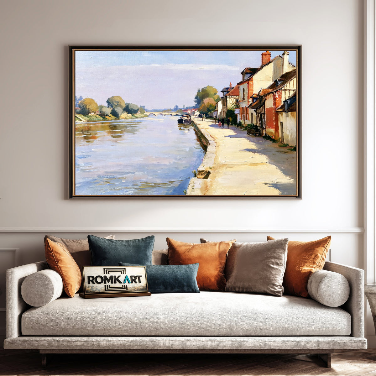 French Riverside Oil Painting - image 4