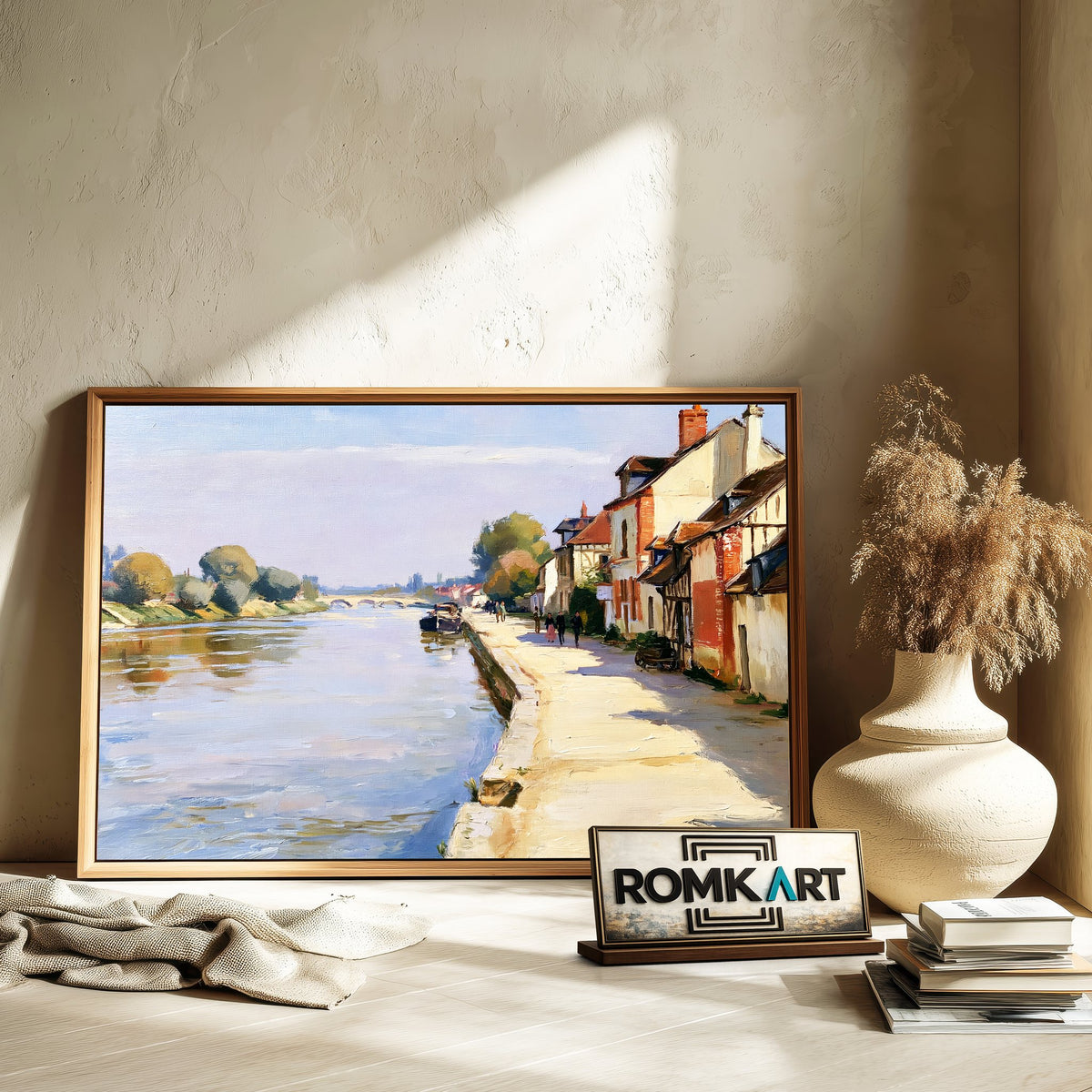 French Riverside Oil Painting - image 6