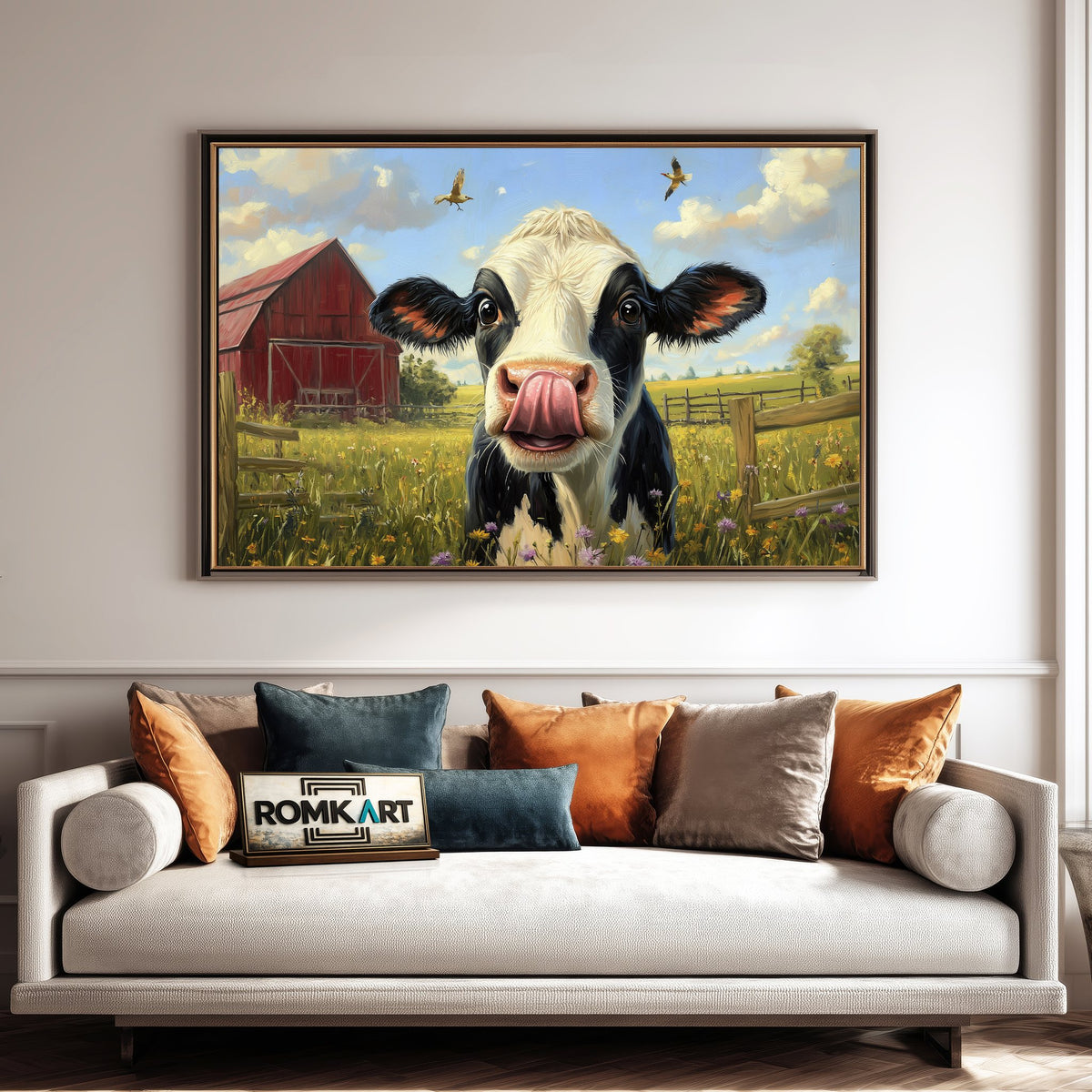 Funny Holstein Cow Farm Animal Oil Painting - image 4