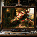 Garden Among Ancient Ruins - Hand-Painted Oil Painting - View 1