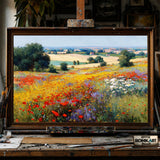 Garden Field Countryside - Hand-Painted Oil Painting - View 1