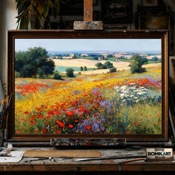Garden Field Countryside - Hand-Painted Oil Painting - View 1