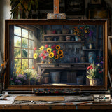 Garden Shed Interior hand-painted oil painting on canvas