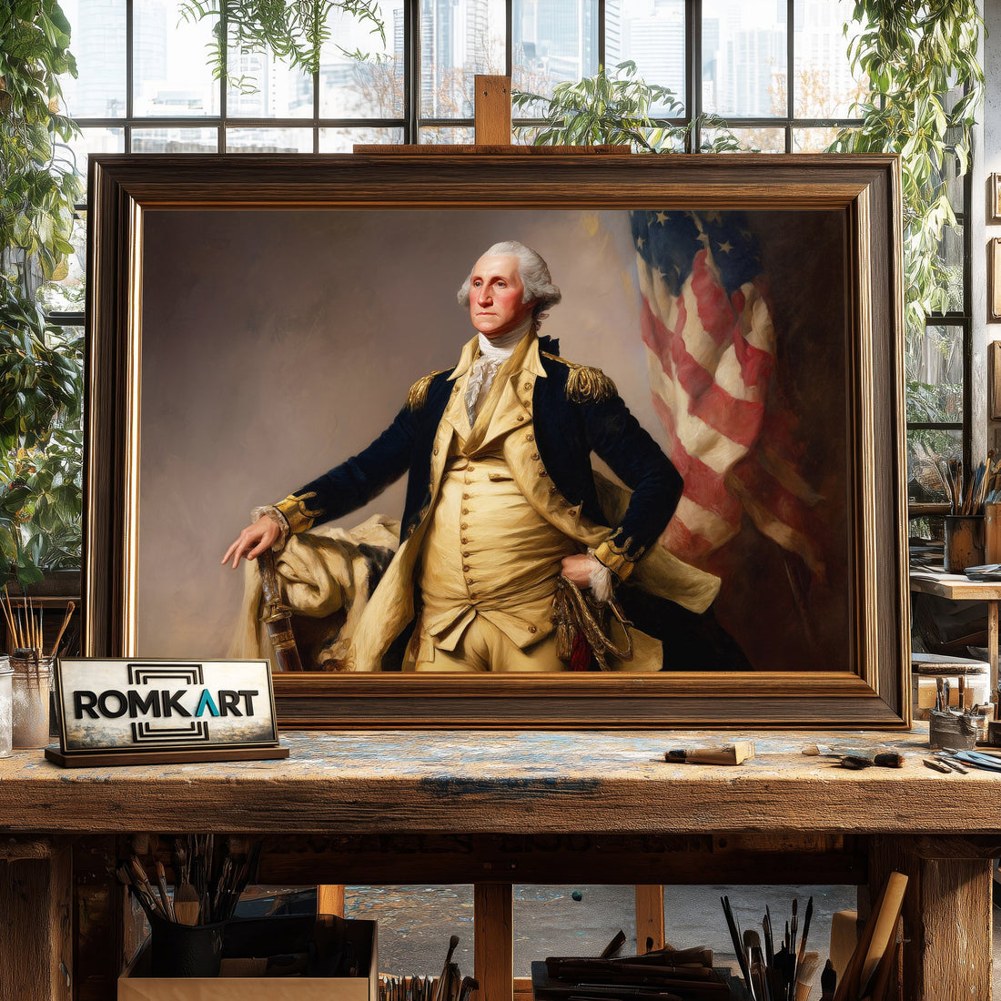 General George Washington hand-painted oil painting on canvas
