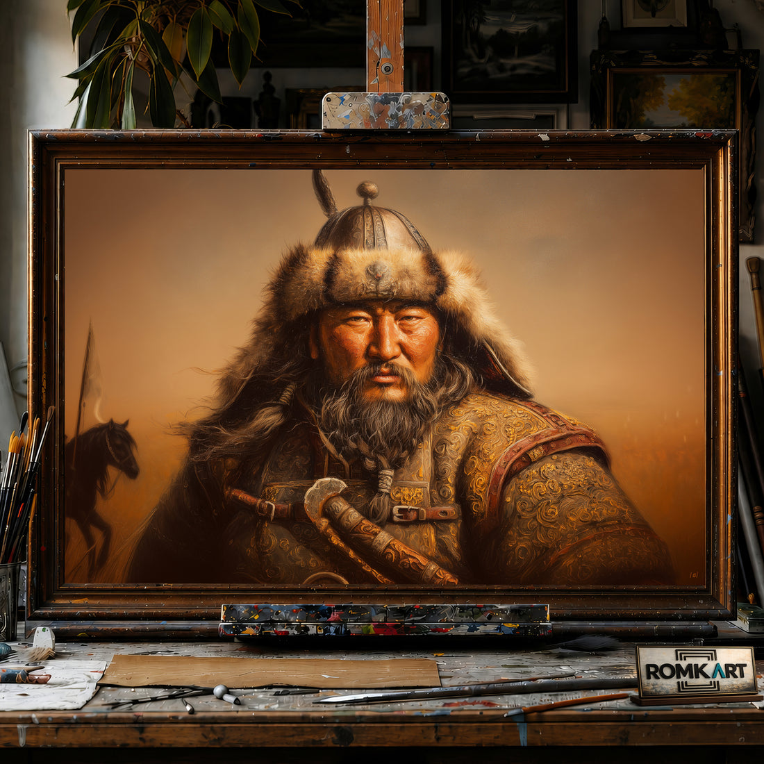 Genghis Khan hand-painted oil painting on canvas