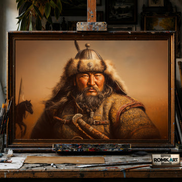 Genghis Khan hand-painted oil painting on canvas