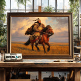 Genghis Khan on Mongolian Warhorse Historical Oil Painting - image 2