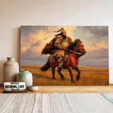 Genghis Khan on Mongolian Warhorse Historical Oil Painting - image 3