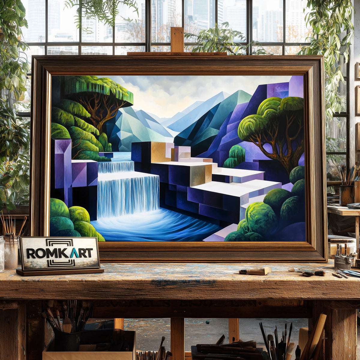 Geometric Landscape Architecture Architectural Oil Painting - image 2