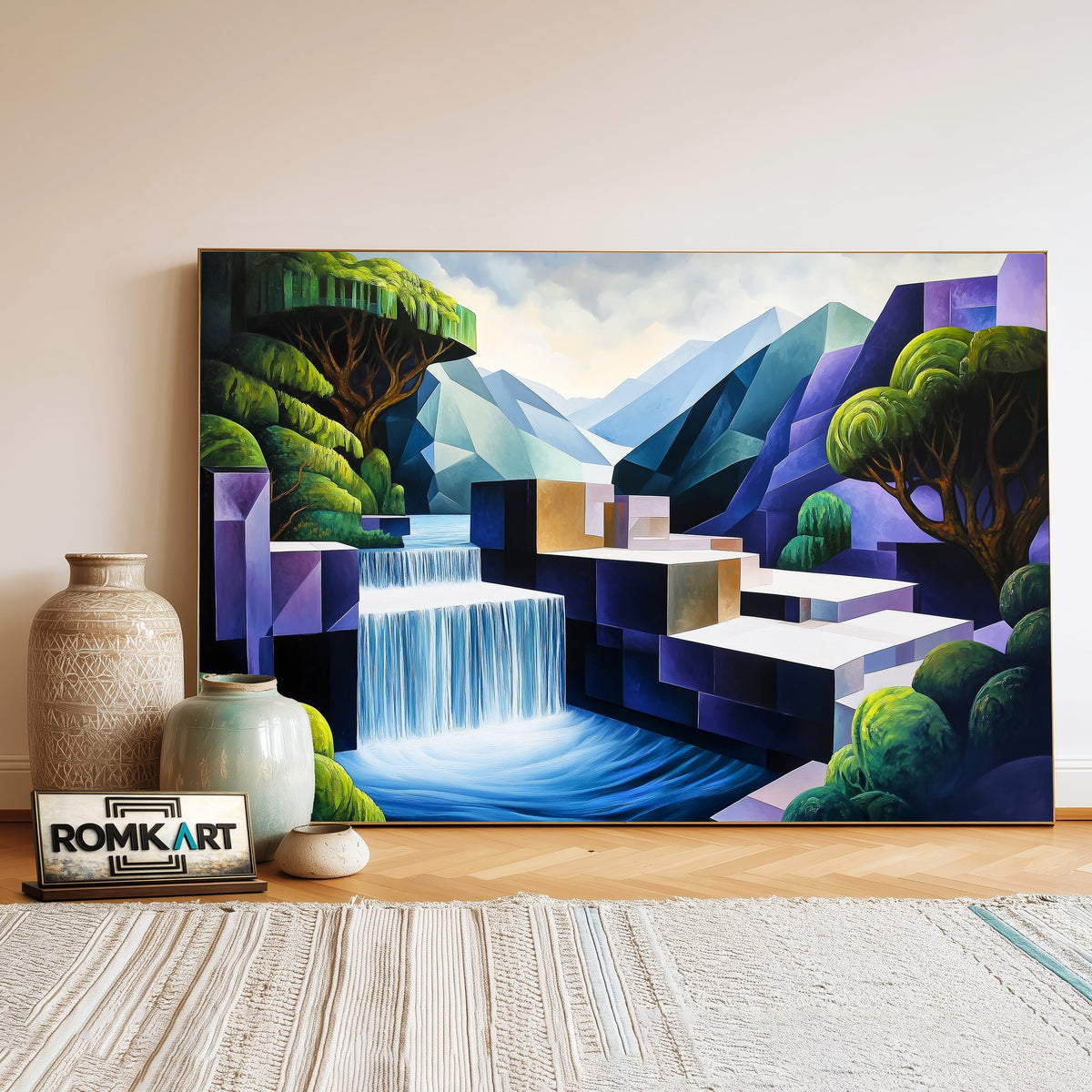 Geometric Landscape Architecture Architectural Oil Painting - image 3