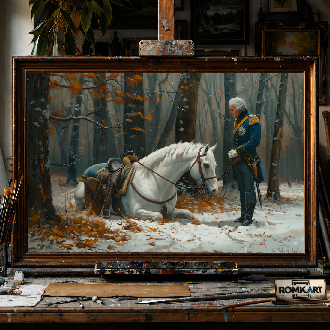 George Washington and His Horse hand-painted oil painting on canvas