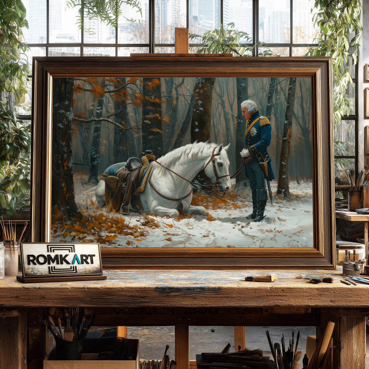 George Washington and His Horse Presidential Portrait Oil Painting - image 2