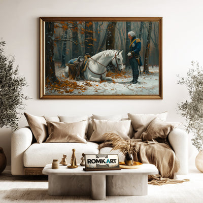 George Washington and His Horse Presidential Portrait Oil Painting - image 5