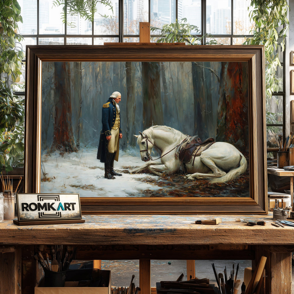 George Washington And Horse Oil Painting - image 2