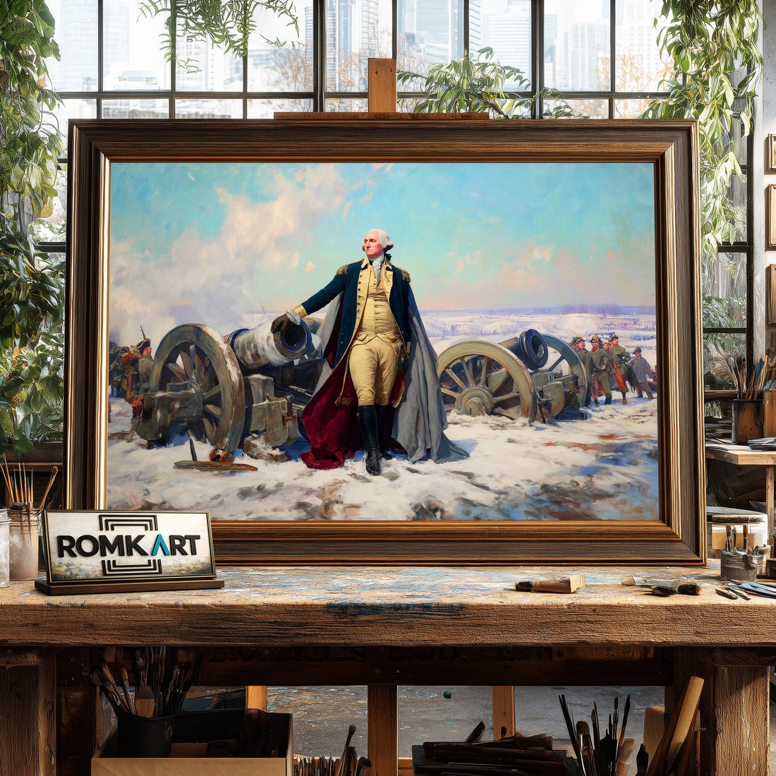 George Washington Before a Battlefield hand-painted oil painting on canvas
