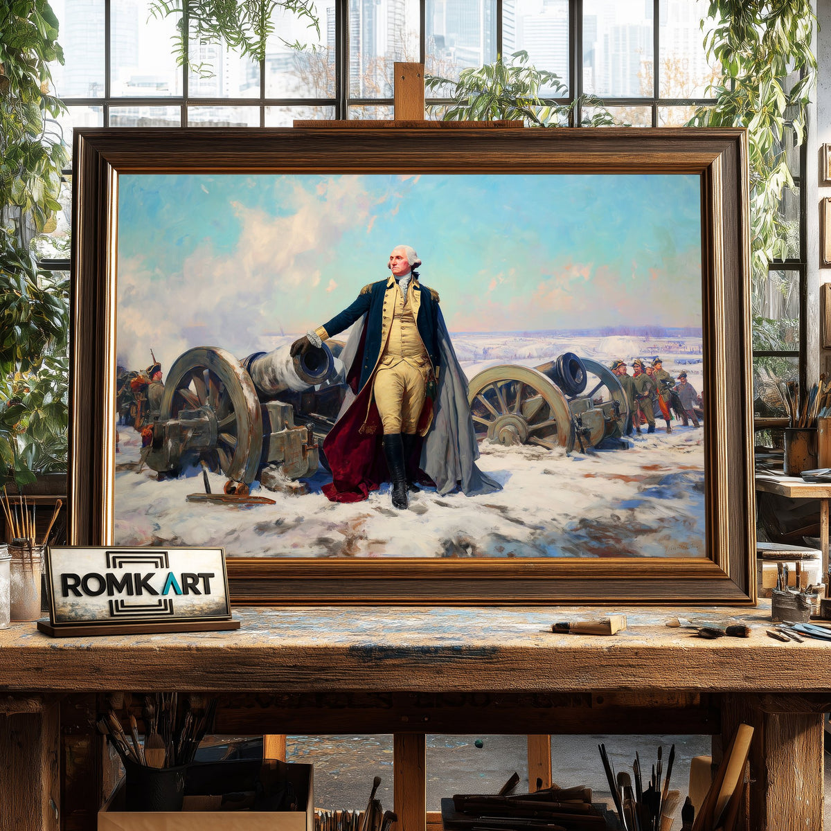 George Washington Before a Battlefield Oil Painting - image 2