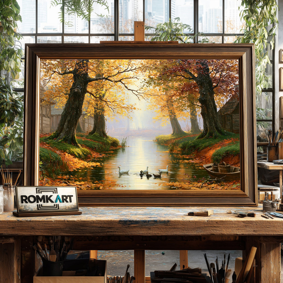 German Countryside Woodland Forest Landscape Oil Painting - image 2