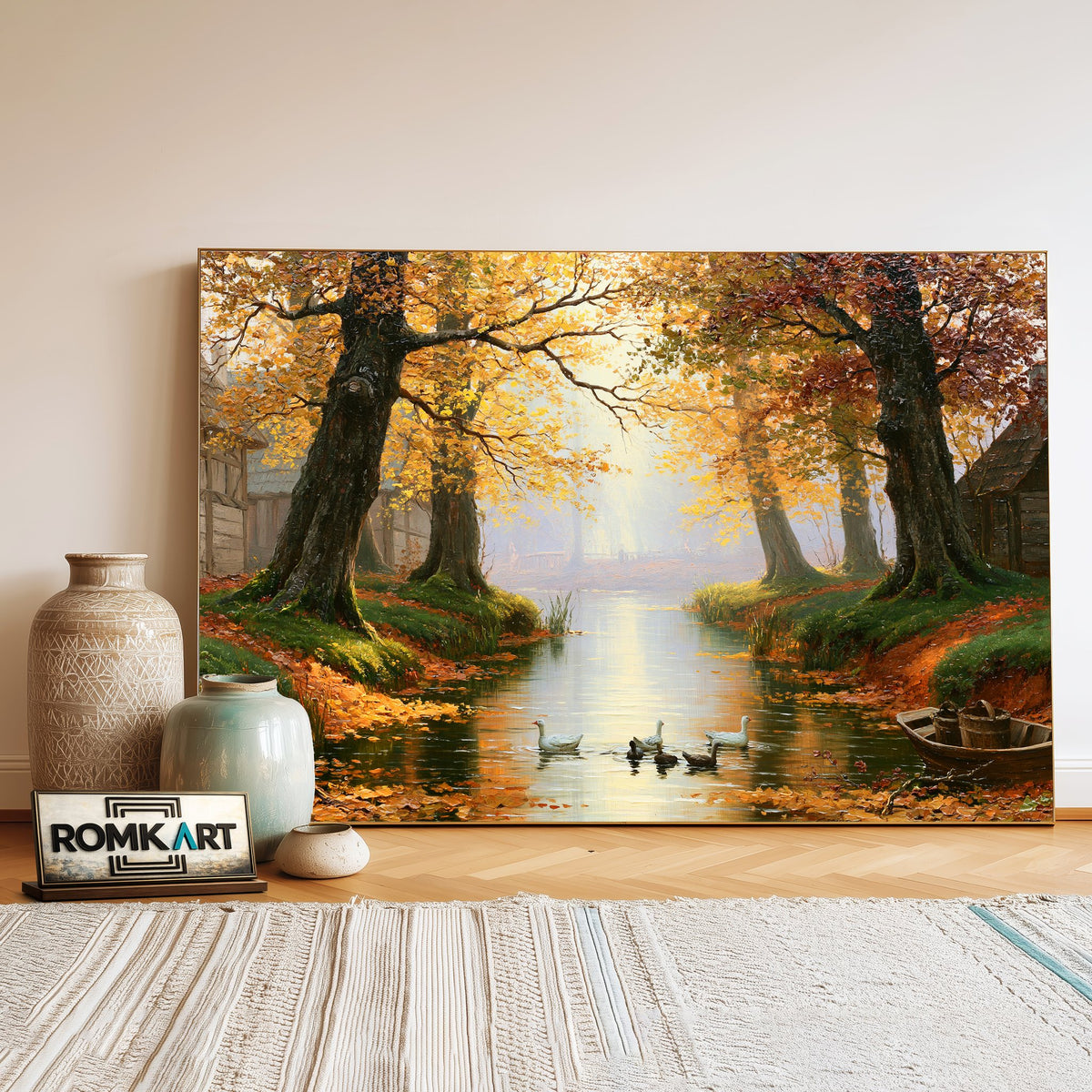 German Countryside Woodland Forest Landscape Oil Painting - image 3