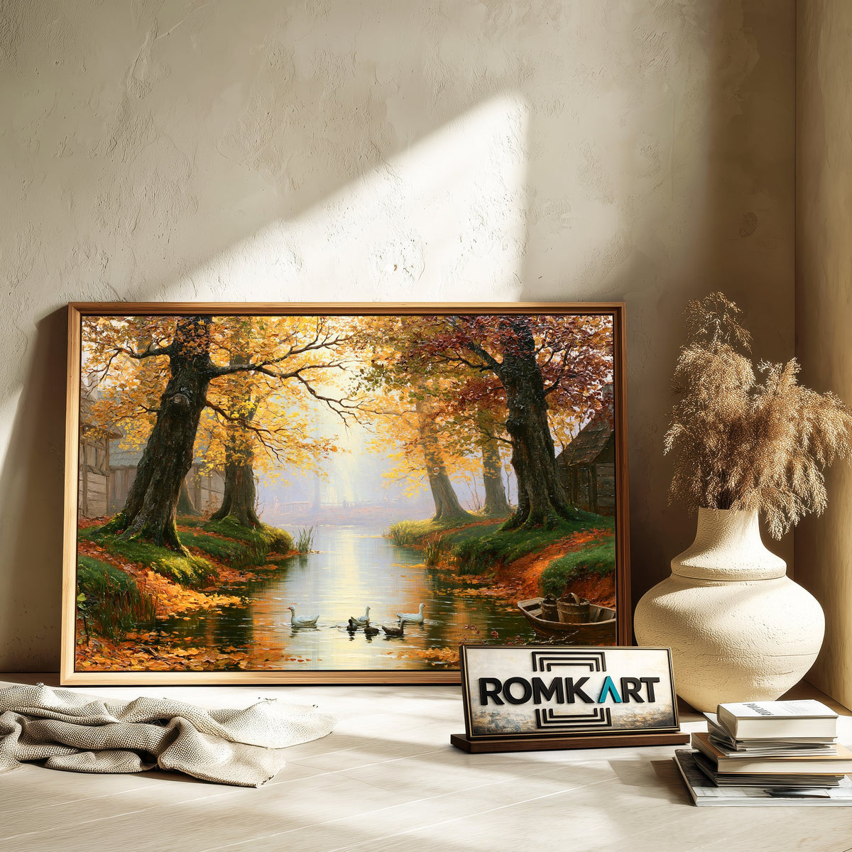 German Countryside Woodland Forest Landscape Oil Painting - image 6