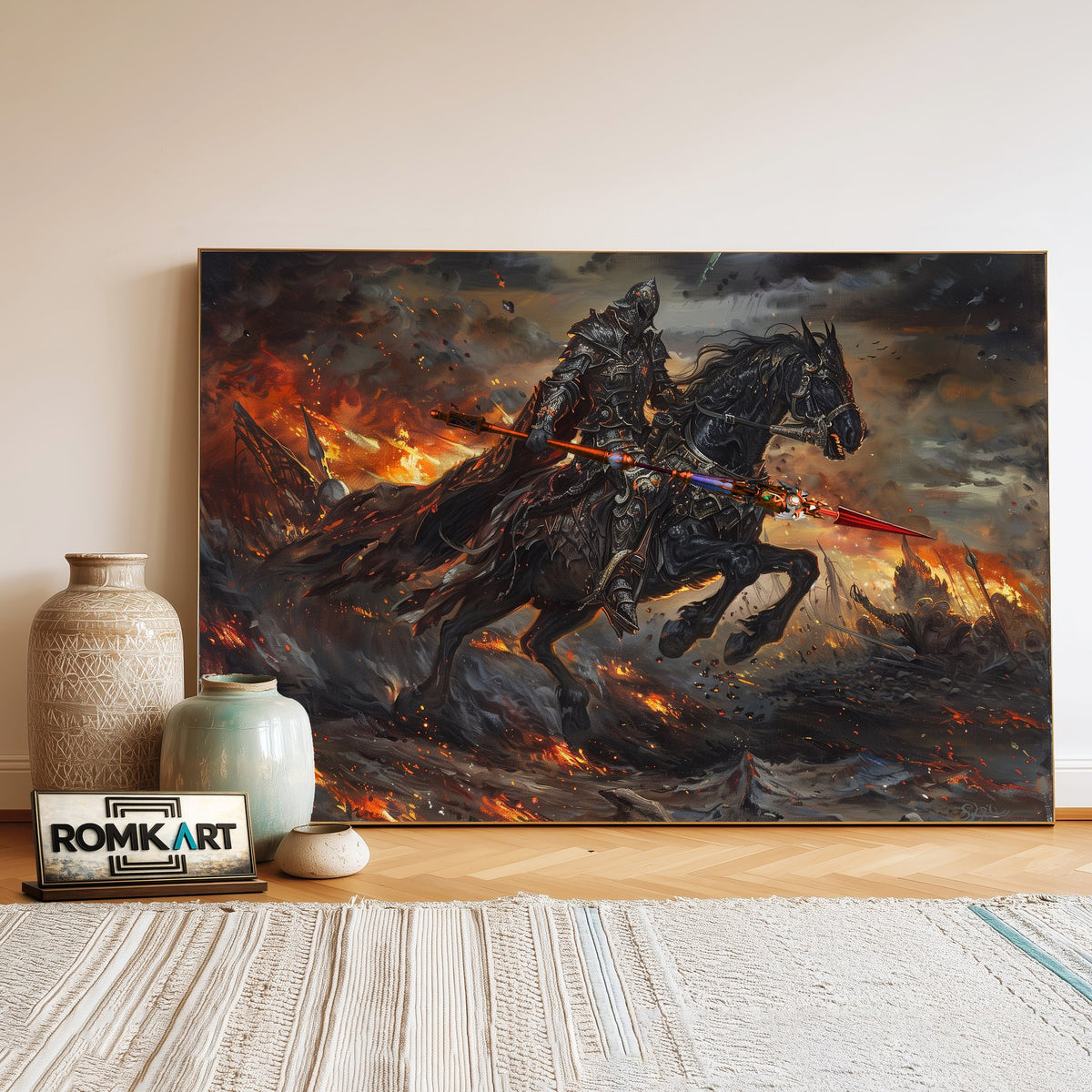 Ghost Riding Horse from Hell Equestrian Oil Painting - image 3