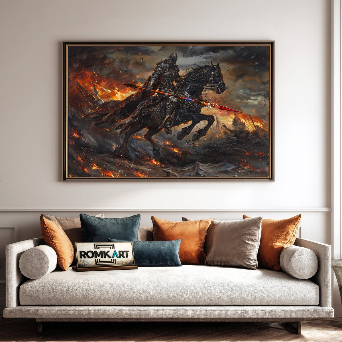 Ghost Riding Horse from Hell Equestrian Oil Painting - image 4