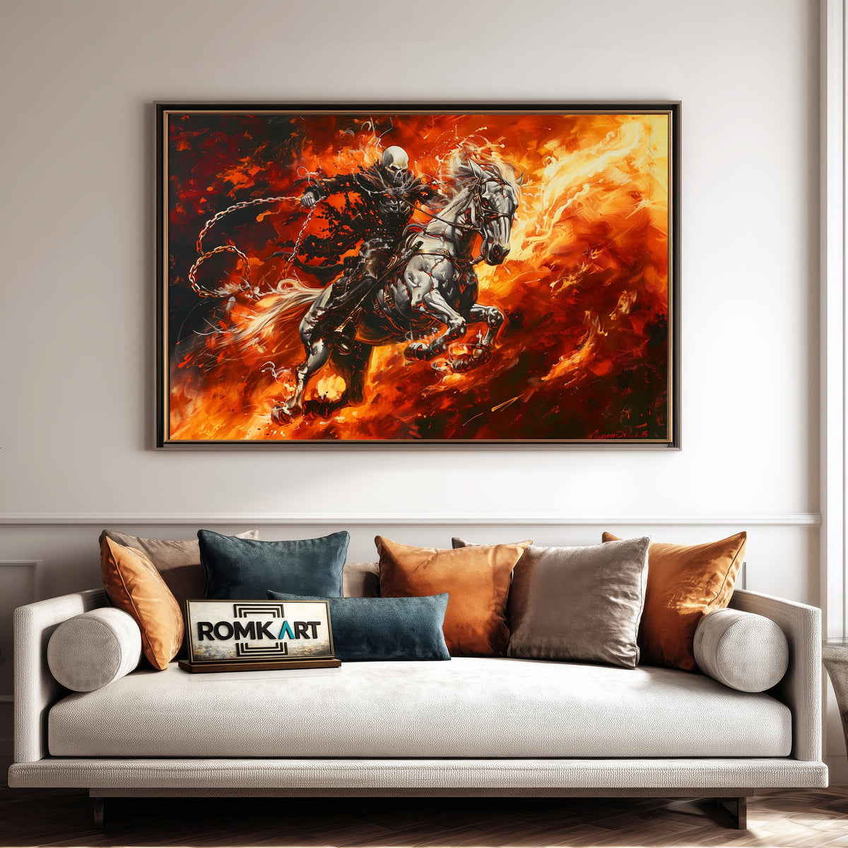 Ghost Riding Horse Equestrian Oil Painting - image 4