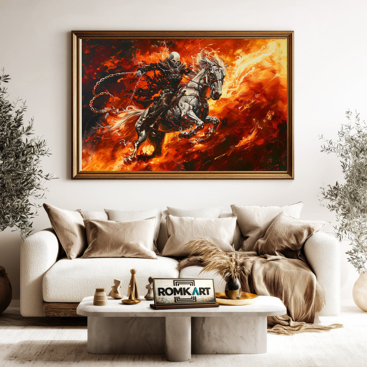 Ghost Riding Horse Equestrian Oil Painting - image 5
