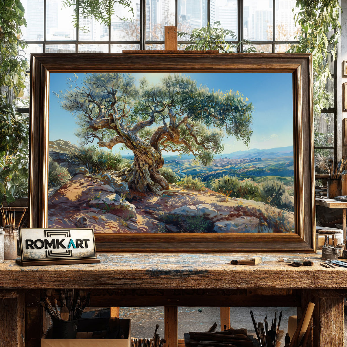 Giant Olive Tree Forest Landscape Oil Painting - image 2